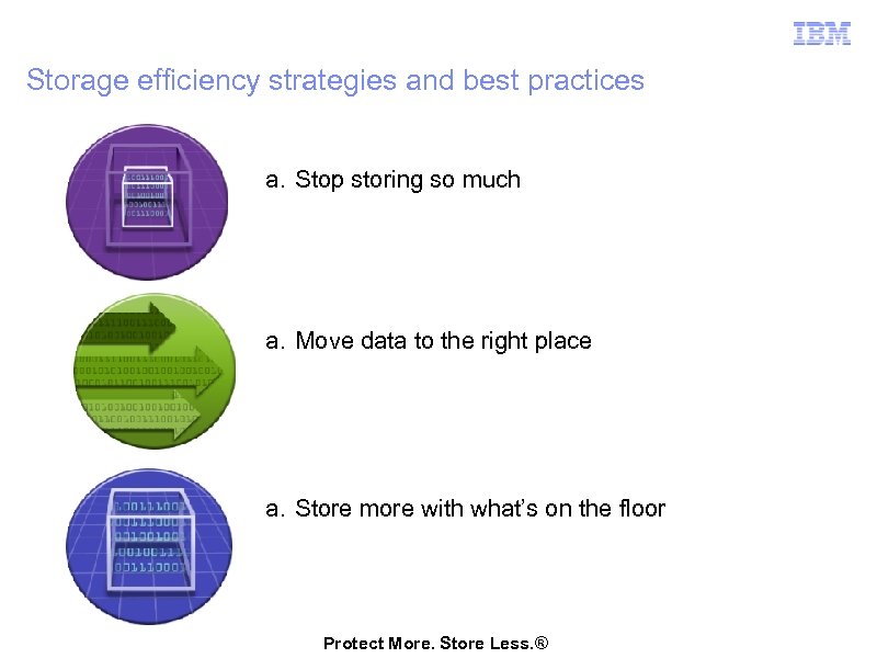Storage efficiency strategies and best practices a. Stop storing so much a. Move data