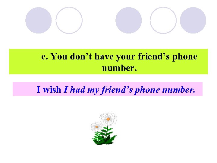e. You don’t have your friend’s phone number. I wish I had my friend’s
