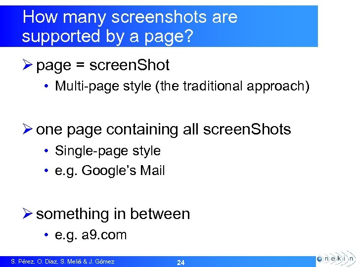 How many screenshots are supported by a page? Ø page = screen. Shot •