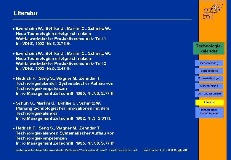 Literatur · Eversheim W. , Böhlke U. , Martini C. , Schmitz W. :