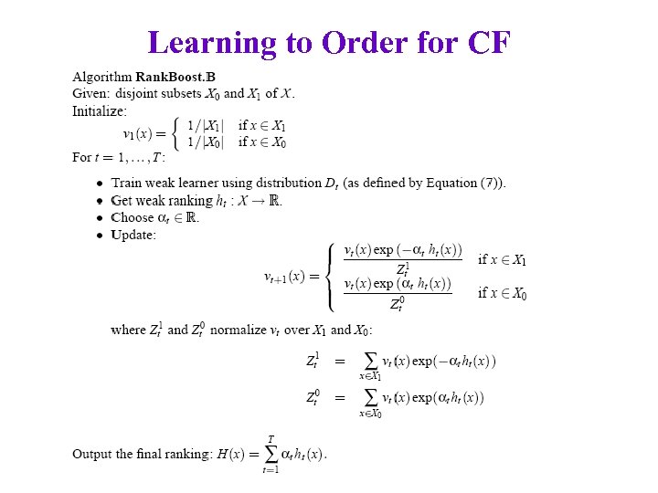 Learning to Order for CF 