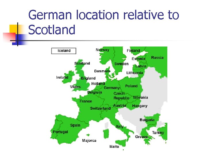 German location relative to Scotland 