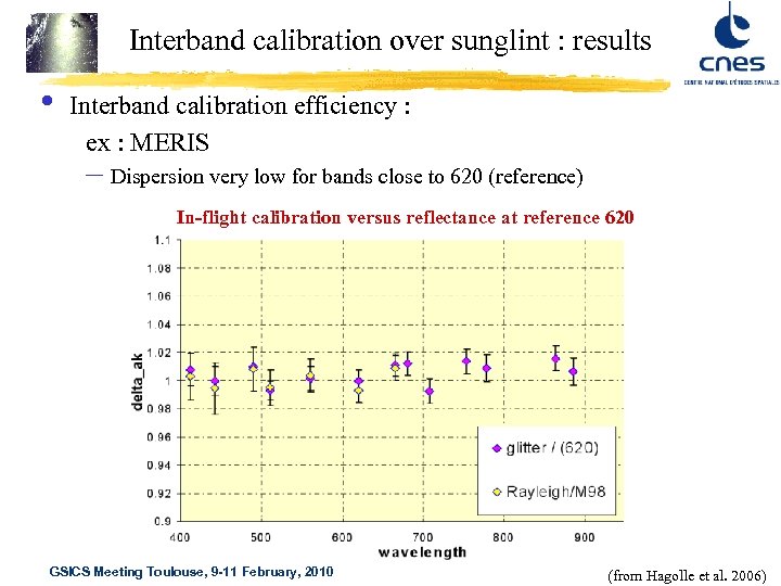 Interband calibration over sunglint : results • Interband calibration efficiency : ex : MERIS