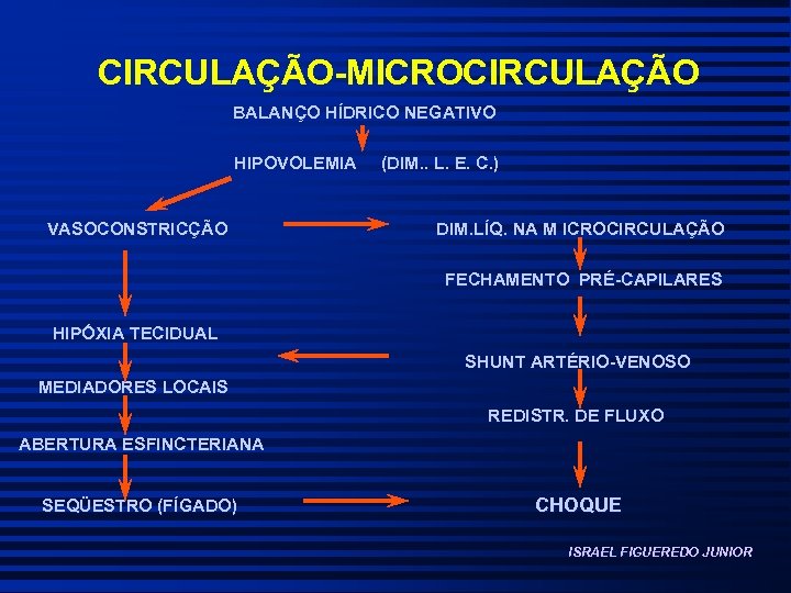 CIRCULAÇÃO-MICROCIRCULAÇÃO BALANÇO HÍDRICO NEGATIVO HIPOVOLEMIA VASOCONSTRICÇÃO (DIM. . L. E. C. ) DIM. LÍQ.