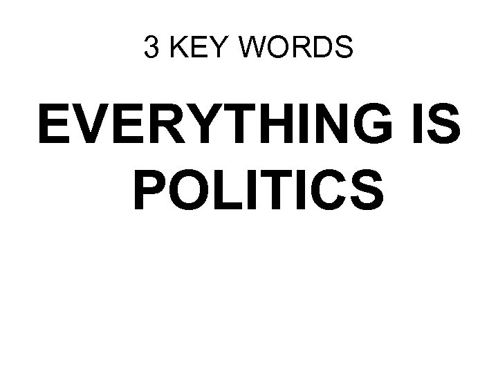 3 KEY WORDS EVERYTHING IS POLITICS 