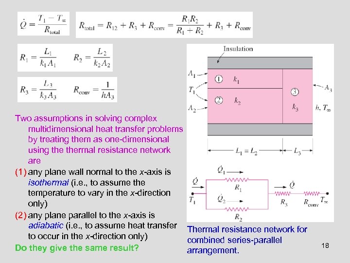 Two assumptions in solving complex multidimensional heat transfer problems by treating them as one-dimensional