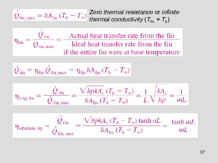 Zero thermal resistance or infinite thermal conductivity (Tfin = Tb) 37 