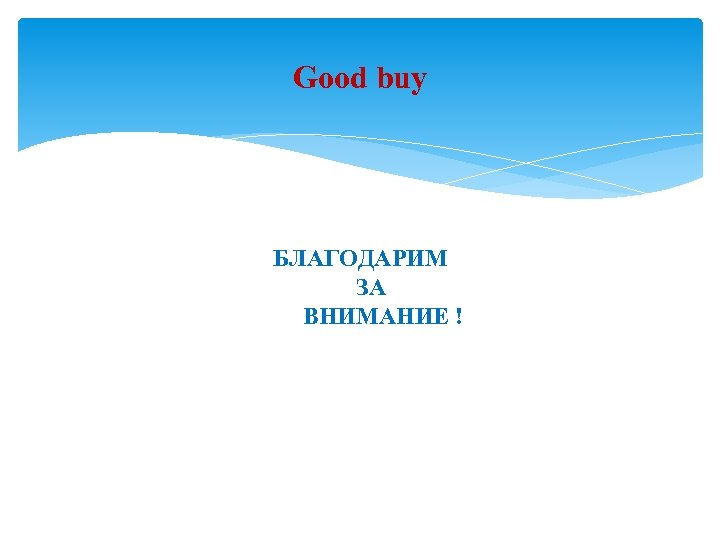 Good buy БЛАГОДАРИМ ЗА ВНИМАНИЕ ! 