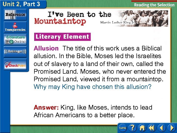 Unit 2, Part 3 Allusion The title of this work uses a Biblical allusion.