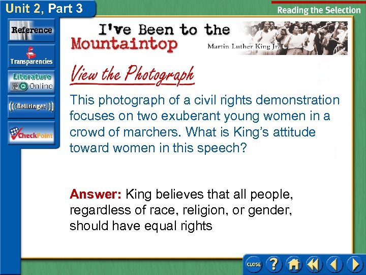 Unit 2, Part 3 This photograph of a civil rights demonstration focuses on two