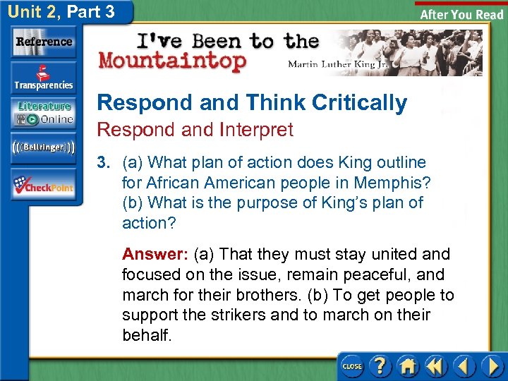 Unit 2, Part 3 Respond and Think Critically Respond and Interpret 3. (a) What
