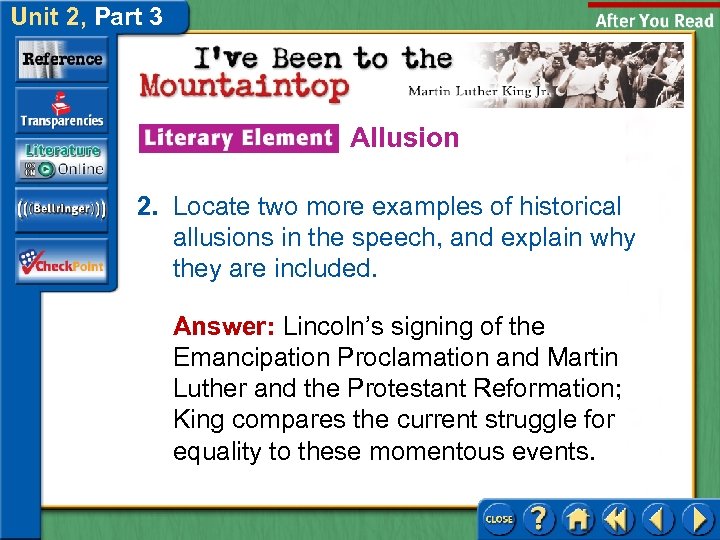 Unit 2, Part 3 Allusion 2. Locate two more examples of historical allusions in