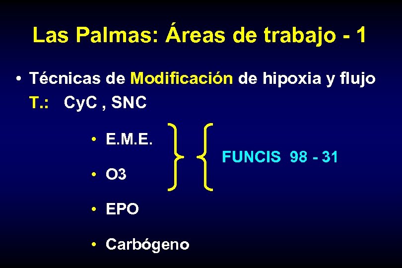 Las Palmas: Áreas de trabajo - 1 • Técnicas de Modificación de hipoxia y