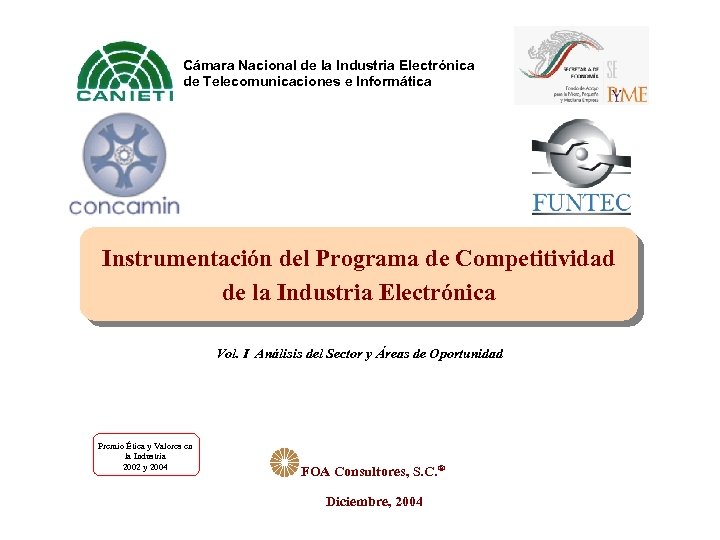 Cámara Nacional de la Industria Electrónica de Telecomunicaciones e Informática Instrumentación del Programa de