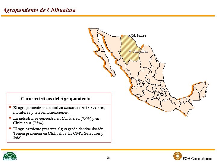 Agrupamiento de Chihuahua Cd. Juárez Chihuahua Características del Agrupamiento El agrupamiento industrial se concentra