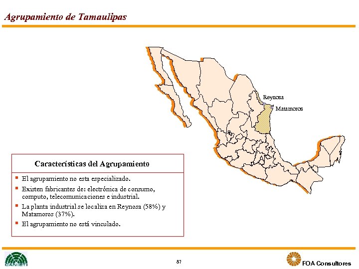 Agrupamiento de Tamaulipas Reynosa Matamoros Características del Agrupamiento El agrupamiento no esta especializado. Existen
