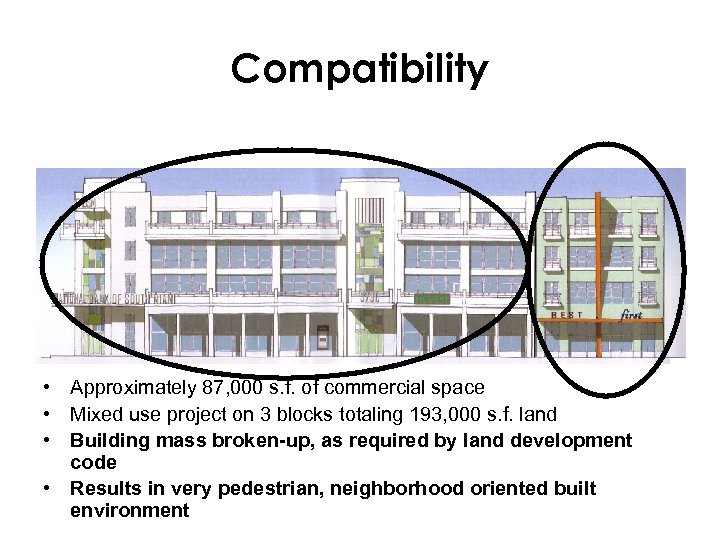 Compatibility Alternative: • Approximately 87, 000 s. f. of commercial space • Mixed use
