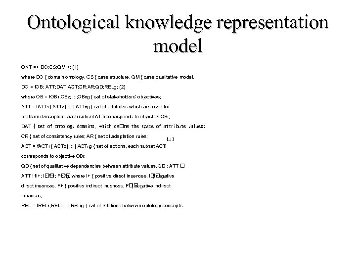 Ontological knowledge representation model ONT =< DO; CS; QM >; (1) where DO {