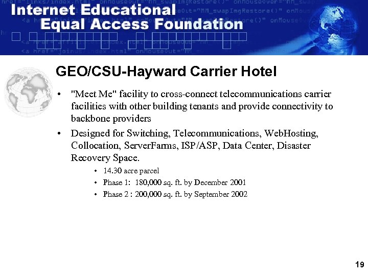 GEO/CSU-Hayward Carrier Hotel • 
