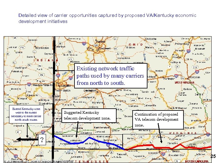 Detailed view of carrier opportunities captured by proposed VA/Kentucky economic development initiatives Existing network