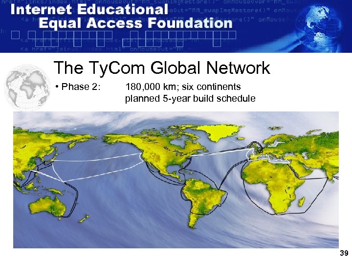 The Ty. Com Global Network • Phase 2: 180, 000 km; six continents planned