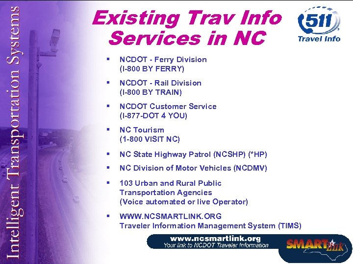 Existing Trav Info Services in NC § NCDOT - Ferry Division (I-800 BY FERRY)