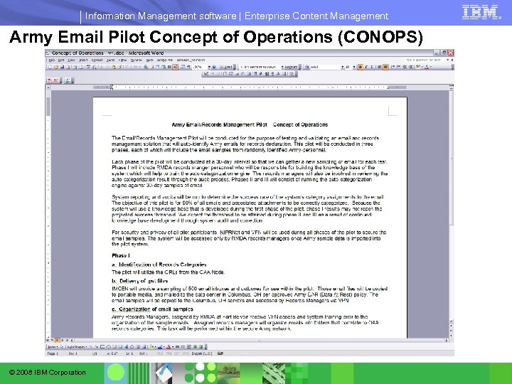 Information Management software | Enterprise Content Management Army Email Pilot Concept of Operations (CONOPS)