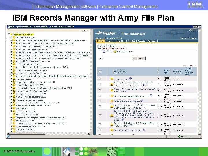 Information Management software | Enterprise Content Management IBM Records Manager with Army File Plan