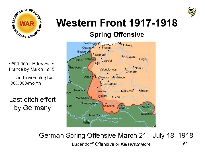 Western Front 1917 -1918 Spring Offensive ~500, 000 US troops in France by March