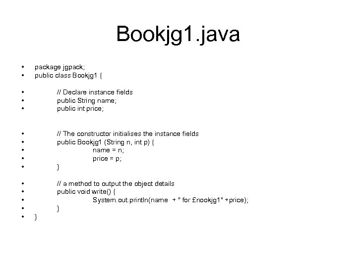 Bookjg 1. java • • package jgpack; public class Bookjg 1 { • •