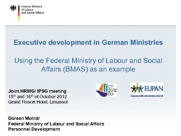 Executive development in German Ministries Using the Federal Ministry of Labour and Social Affairs