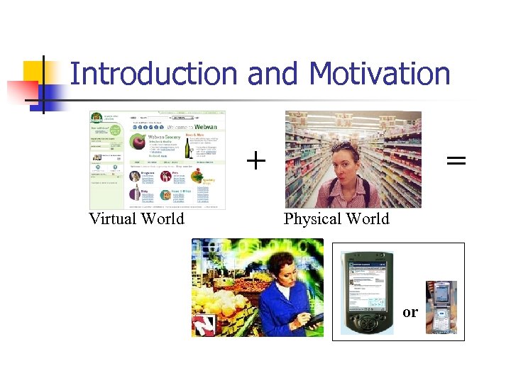 Introduction and Motivation + Virtual World = Physical World or 