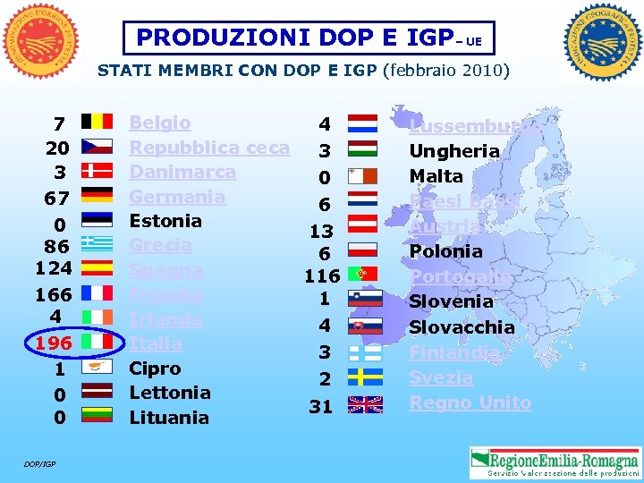 PRODUZIONI DOP E IGP– UE STATI MEMBRI CON DOP E IGP (febbraio 2010) 7