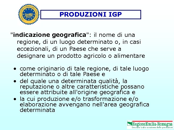 PRODUZIONI IGP 