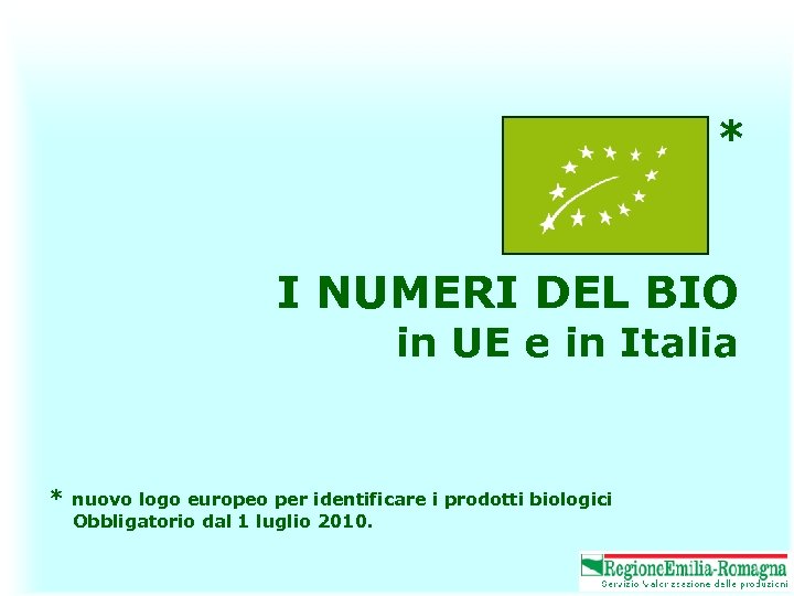 * I NUMERI DEL BIO in UE e in Italia * nuovo logo europeo