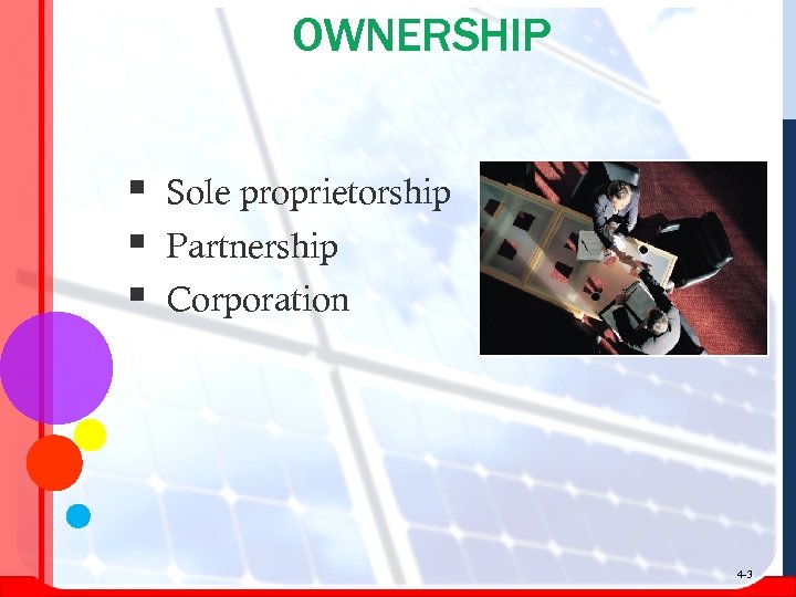OWNERSHIP § § § Sole proprietorship Partnership Corporation 4 -3 