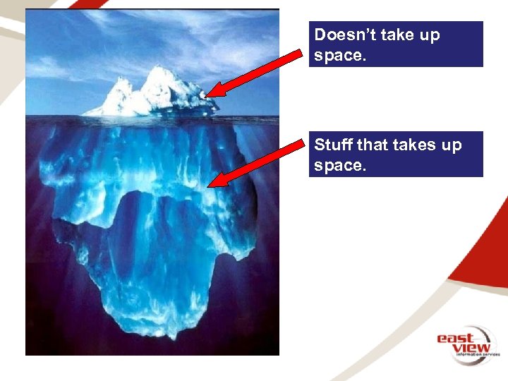 Doesn’t take up space. Stuff that takes up space. 