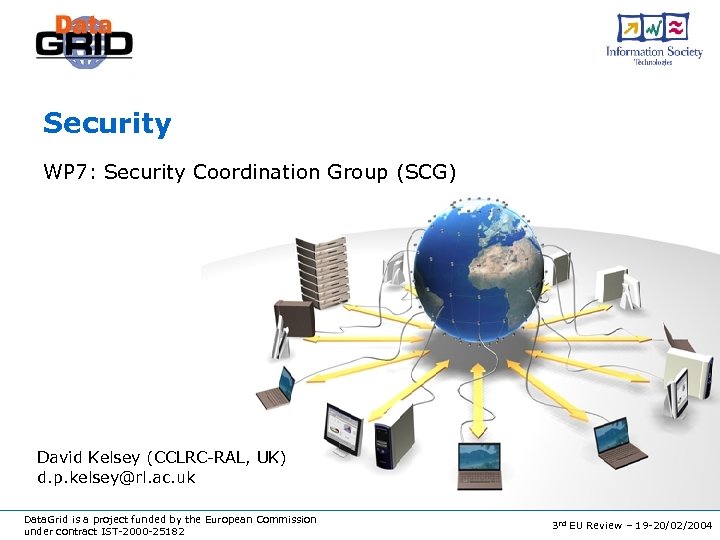 Security WP 7: Security Coordination Group (SCG) David Kelsey (CCLRC-RAL, UK) d. p. kelsey@rl.