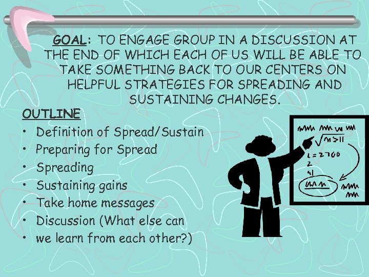 GOAL: TO ENGAGE GROUP IN A DISCUSSION AT THE END OF WHICH EACH OF