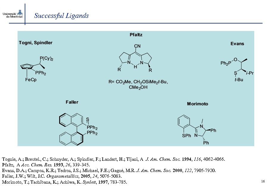 Successful Ligands Tognie, A. ; Breutel. , C. ; Schnyder, A. ; Spindler, F.