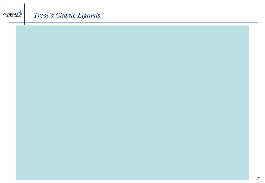 Trost’s Classic Ligands 17 