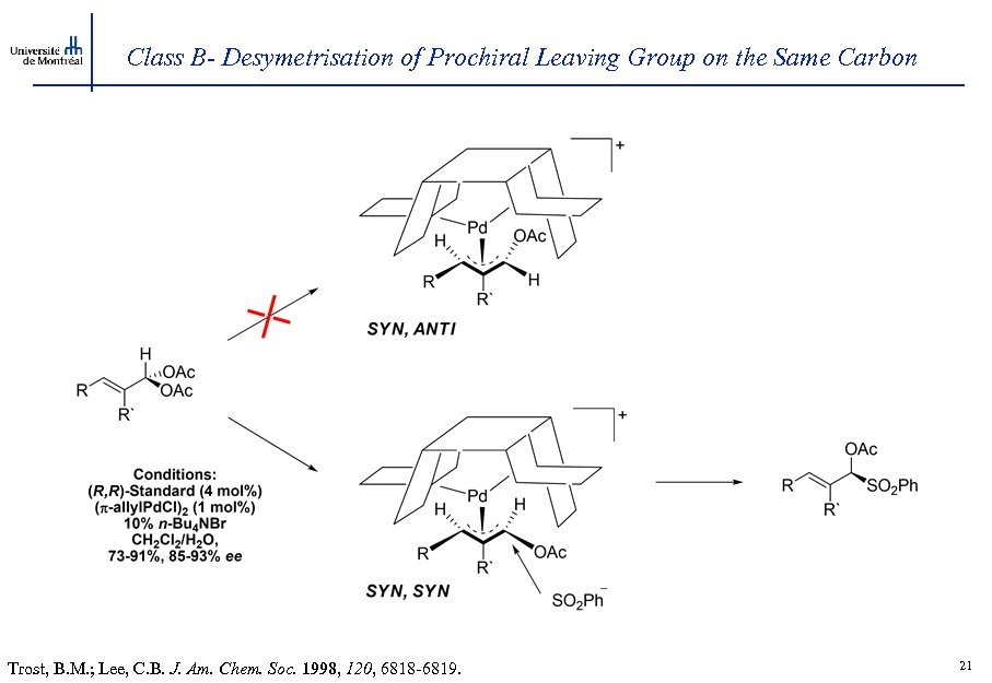 Class B- Desymetrisation of Prochiral Leaving Group on the Same Carbon Trost, B. M.