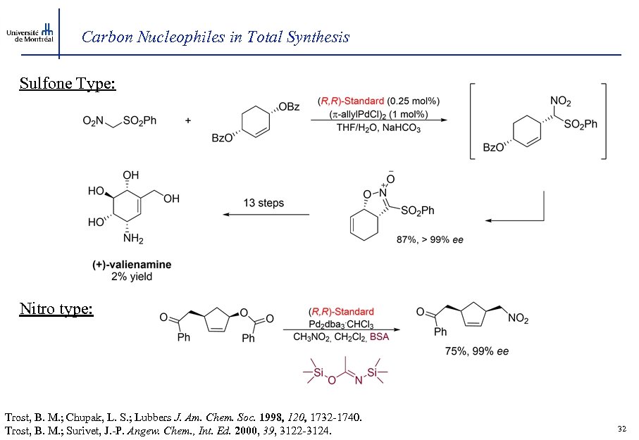 Carbon Nucleophiles in Total Synthesis Sulfone Type: Nitro type: Trost, B. M. ; Chupak,