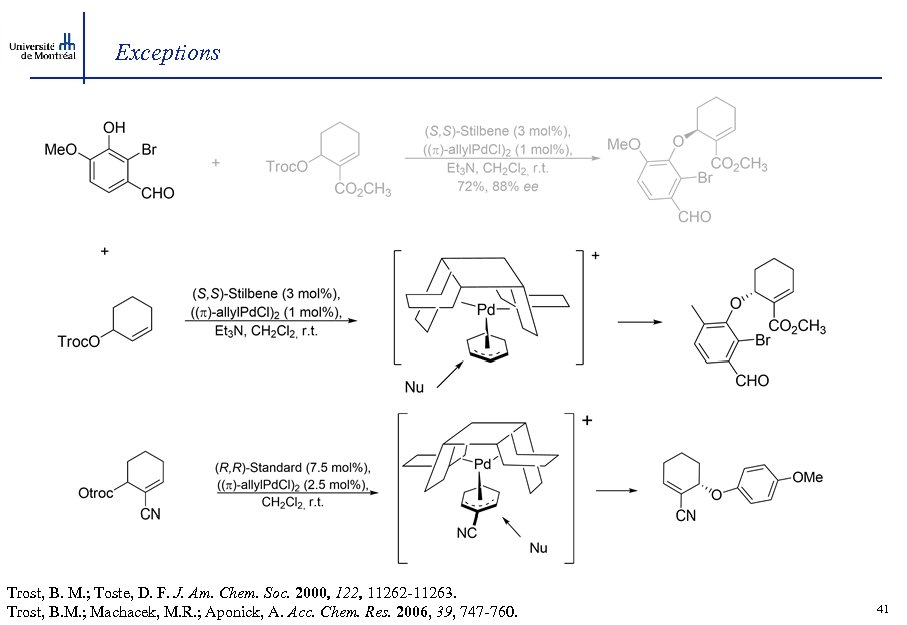 Exceptions Trost, B. M. ; Toste, D. F. J. Am. Chem. Soc. 2000, 122,