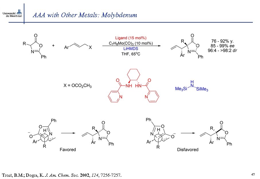 AAA with Other Metals: Molybdenum Trost, B. M. ; Dogra, K. J. Am. Chem.