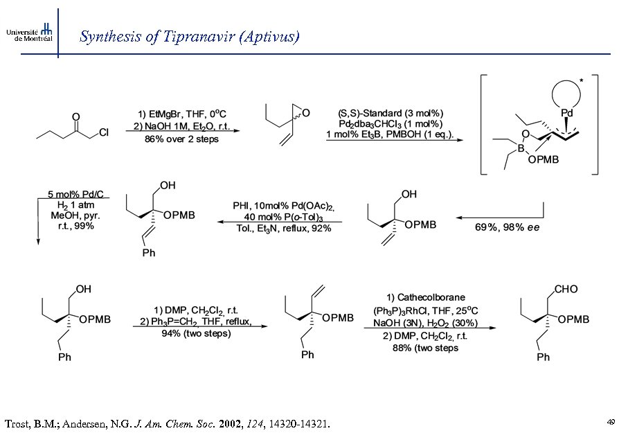 Synthesis of Tipranavir (Aptivus) Trost, B. M. ; Andersen, N. G. J. Am. Chem.