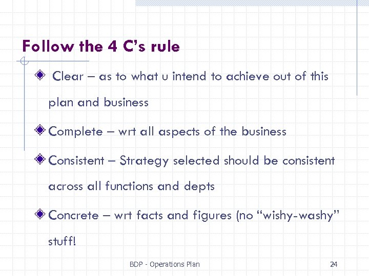 Follow the 4 C’s rule Clear – as to what u intend to achieve
