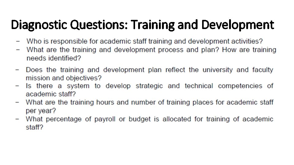 Diagnostic Questions: Training and Development 