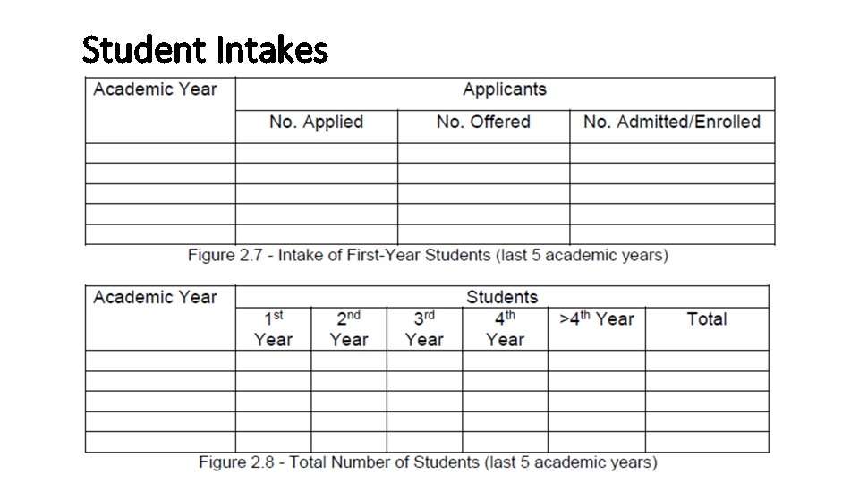 Student Intakes 