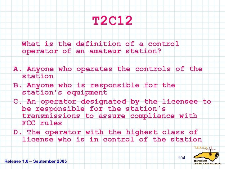 T 2 C 12 What is the definition of a control operator of an